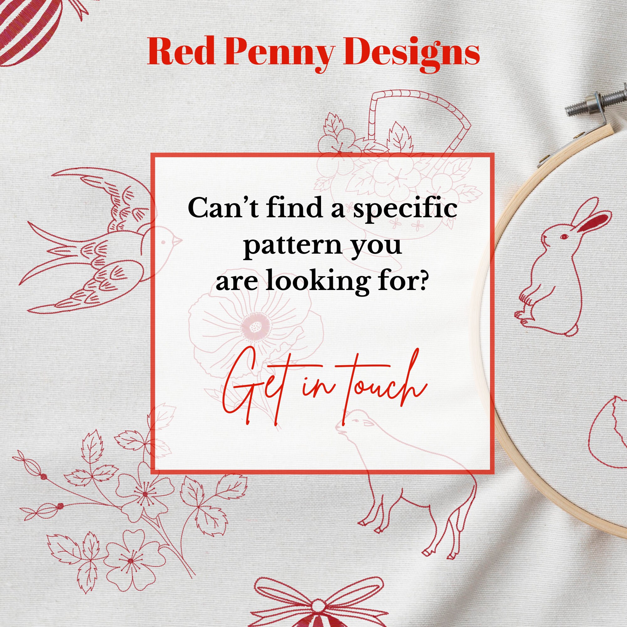 Bunny Embroidery Pattern PDF, DIY Hand Stitch Redwork Rabbit Design ...
