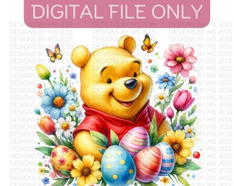 Easter Pooh, Pooh Bear Wall Art, Winnie Pooh Clipart, Winnie Pooh Print, Winnie the Pooh Art, Classic Pooh Prints, Winnie Pooh PNG