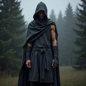 Dark Viking Hooded Cloak | Shadow Warrior Viking Robe | Druidic Forest Cloak Outfit | Medieval Assassin Tunic Cape