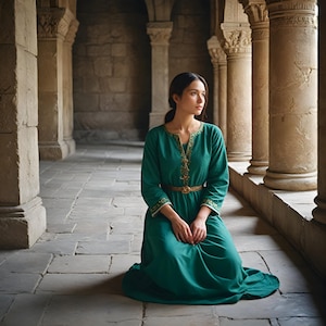 Medieval Green Historical Gown Dress | Elegant Renaissance Costume | Vintage-Inspired Festival Outfit | Medieval Reenactment Clothing 