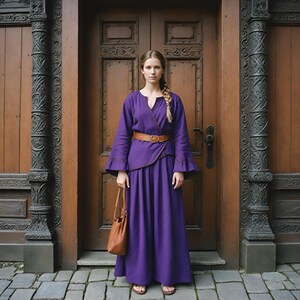 Renaissance Viking Tunic Gown | Handmade Norse Long Dress | LARP Fantasy Viking Attire | Medieval Inspired Linen Dress