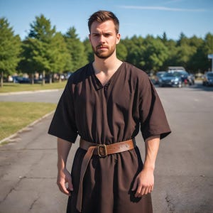 Medieval Brown Tunic for Men | Authentic Viking Warrior Costume | Historical Norse Outfit | Renaissance Festival Wear | Stylish Gift for Him