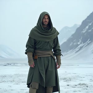 Nomad Cloak Warrior Tunic | Medieval Desert Viking Robe | Viking Ranger Hooded Outfit | Handmade Medieval Tunic Cloak