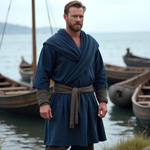 Túnica de guerrero vikingo nórdico / Capa de mar vikinga hecha a mano / Túnica de viaje nórdico medieval / Túnica vikinga azul oscuro
