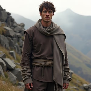 Túnica de guerrero nómada vikingo / Capa de viaje vikinga medieval / Traje vikingo nórdico hecho a mano / Atuendo de vagabundo vikingo antiguo