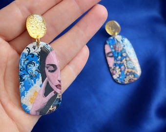 Handmade Art-Inspired Dangle Resin Earrings