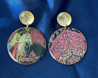 Handmade Resin Earrings Persian-Inspired Pattern Carpet