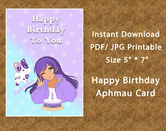 Aphmau inspiriert Kitty Geburtstag Karte Kinder - Digitaler Download Größe 5 "* 7"