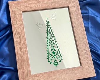 Minimal Wall Art Cypress Tree Liberty Birds Mirror (8x10 Inches) with Frame