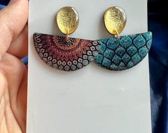 Handmade Resin Earrings Persian Inspired Pattern