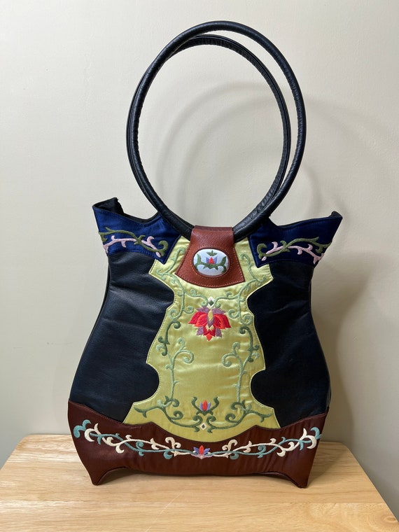 Oovoo Embroidered Satin Handbag - image 1