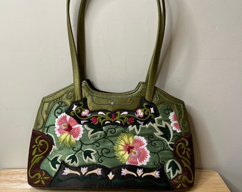 Oovoo Embroidered Satin Handbag