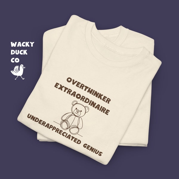 Overthinker Extraordinaire Underappreciated Genius - Unisex T-Shirt, Overthinking Cat, Cute T Shirt, Relatable, Cat Shirt, Fun Shirt, Quirky