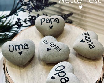 Kleines Betonherz-S-, Du fehlst, – Grabschmuck für Mama, Papa, Oma, Opa oder Wunschname – personalisierte Erinnerung & Gedenstein–wetterfest