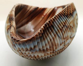 Askfat i snäckskalsmönster från 1970-talet - Tom ficka i handarbetat Murano-konstglas. Tillverkad i Italien. Originaletikett - 18 cm / 7,08 tum.
