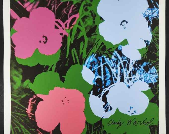 Featured listing image: 1980s Andy Warhol "Flowers" Limited Edition Lithograph by CMOA - 50 x 50 cm