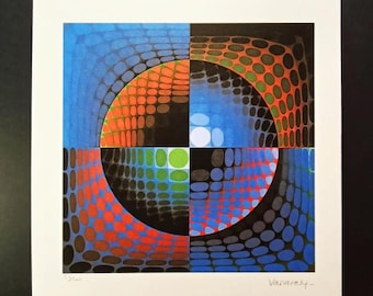 Lithographie de Victor Vasarely, édition limitée numérotée, années 1970 - Plaque signée.