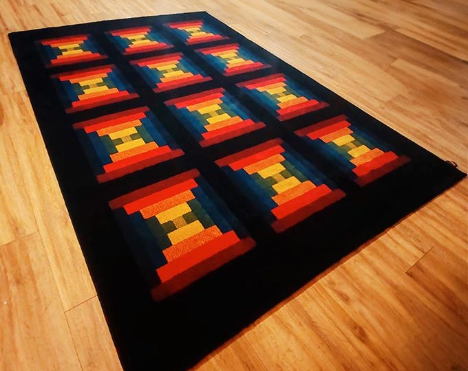 Featured listing image: 1980S Geometric Rug "Country" by Missoni for T&J Vestor in Pure Wool,