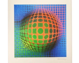 1970s Victor Vasarely Limited numbered Edition Lithograph.