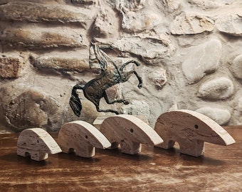 Vintage Big Travertine Anteater Sculptures by Enzo Mari for F.lli Mannelli - Set of 4 - 1970s