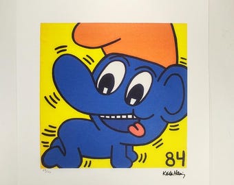 1984 Keith Haring, limitierte Auflage, Lithografie, mit Bleistift nummeriert.