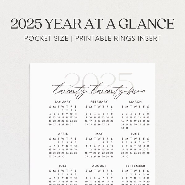 Pocket Size Calendar Inserts Etsy