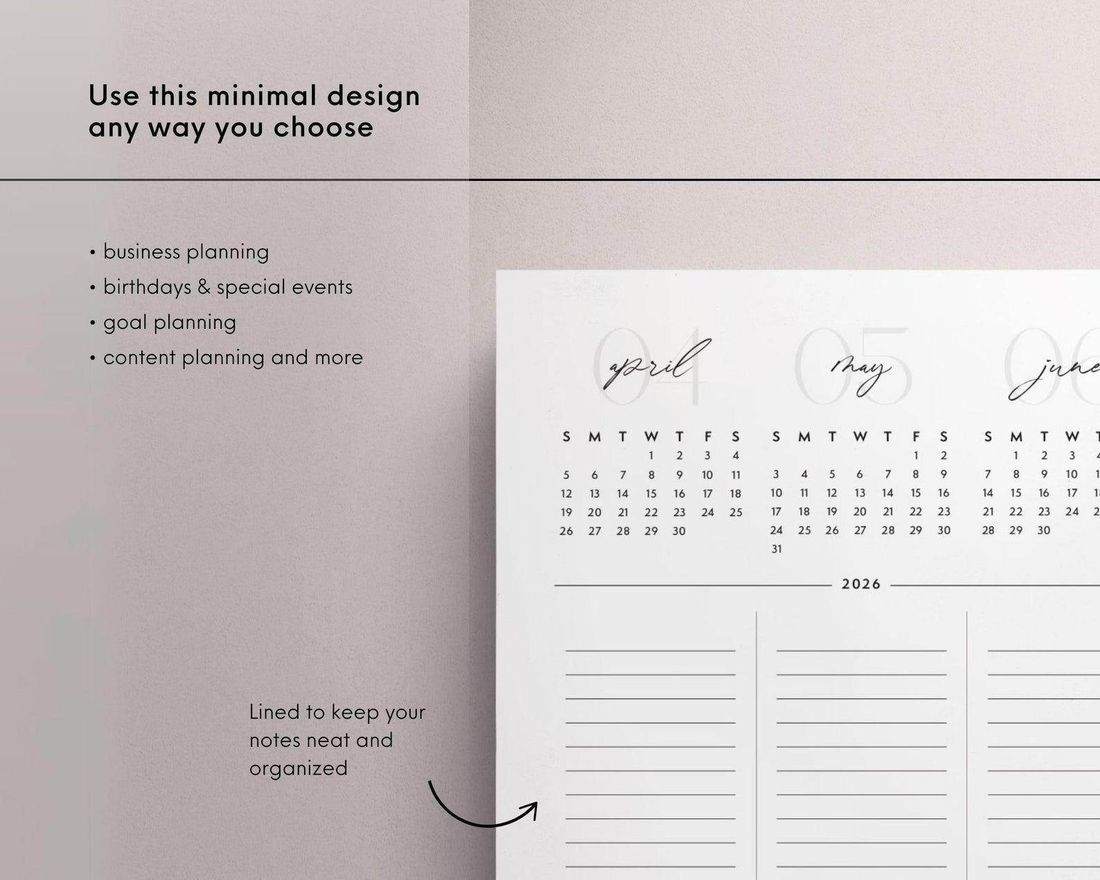 2026 Future Log Printable, Quarterly Planner, Lined A4/letter Size (PDF ...