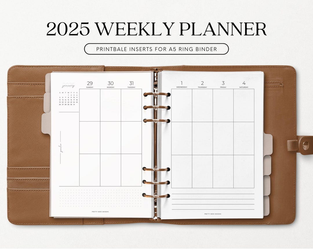 2025 Weekly Calendar Printable Vertical Weekly Planner PDF Sunday Start