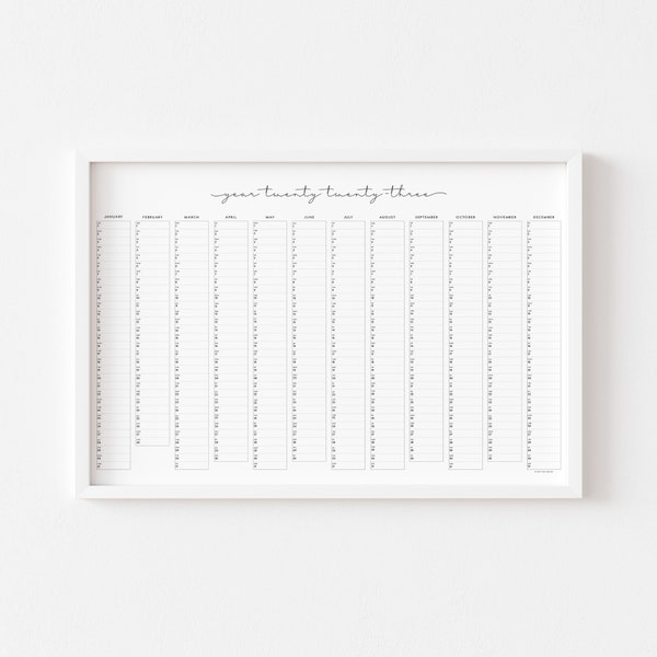 2024 Wall Planner Full Year, Printable Calendar, Minimalist Calendar