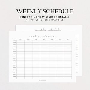 May include: Printable weekly schedule planner with a grid layout for each day of the week. The schedule starts on Sunday and includes times from 8:00 AM to 11:00 PM.