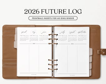 2026 Future Log A5 Planner Inserts, Quarterly Goals (Printable)