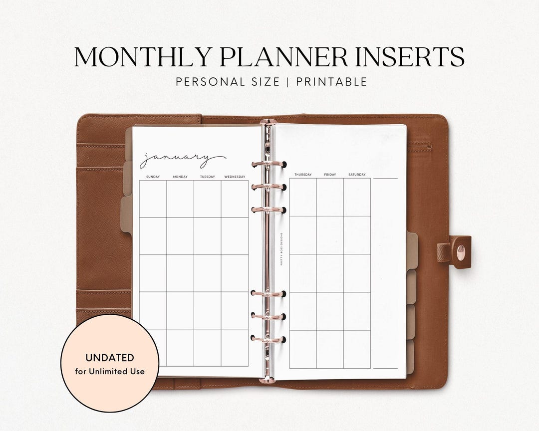 Personal Size Undated Monthly Planner Inserts (printable PDF) - Etsy
