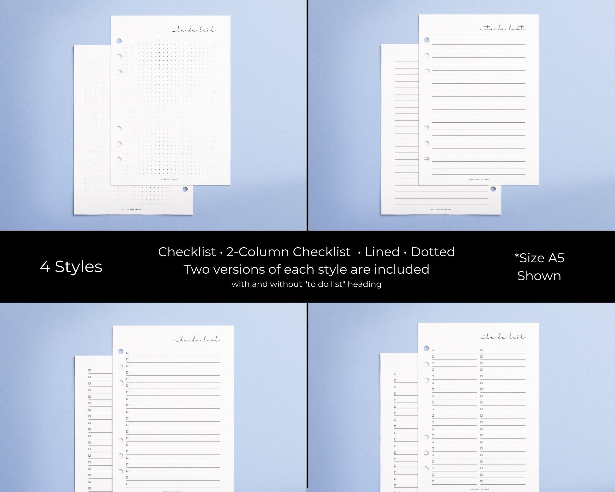 To Do List Printable A5 Planner Template A4 A5 & US Letter Size - Etsy