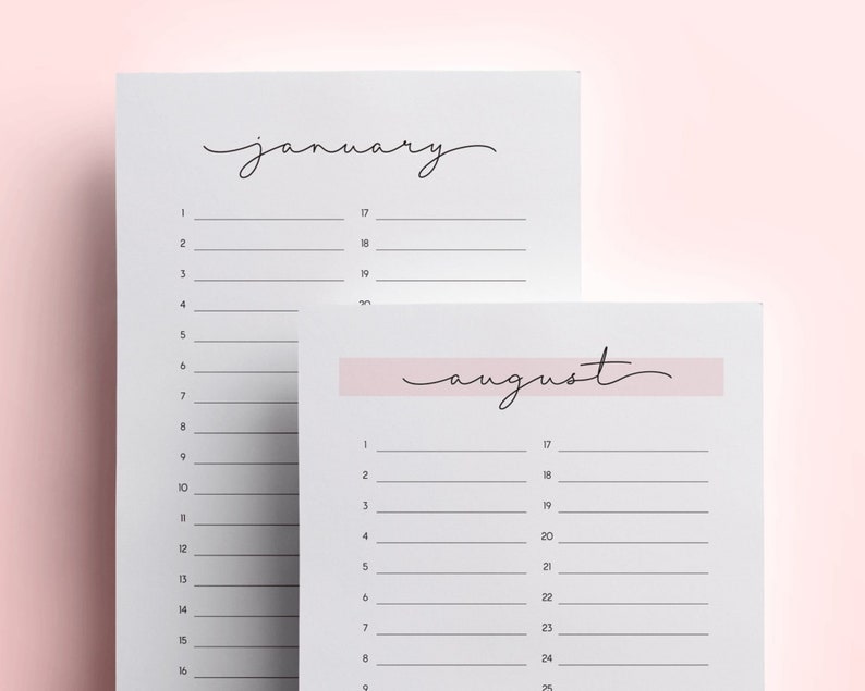 Perpetual Calendar Printable Birthday Calendar Printable Minimal ...