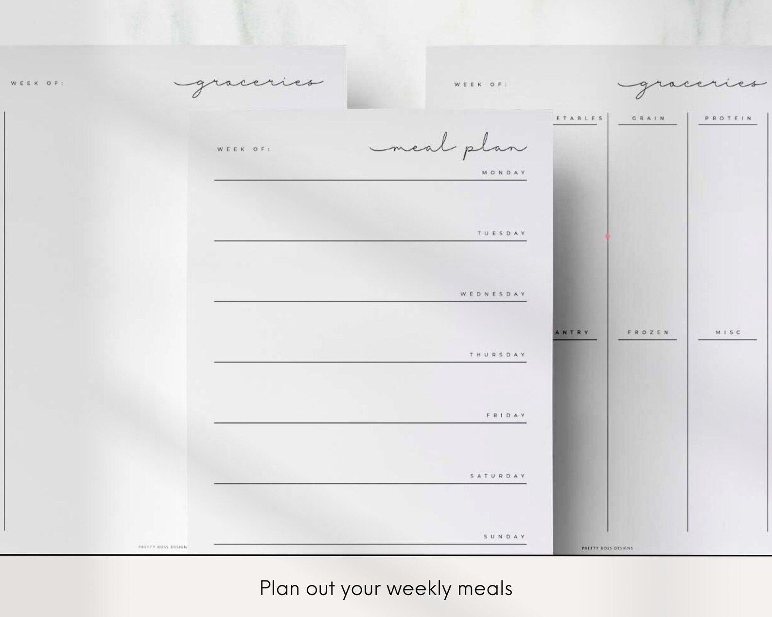 Printable Meal Planner PDF Grocery List Weekly Meal Plan A5 A4 & US ...