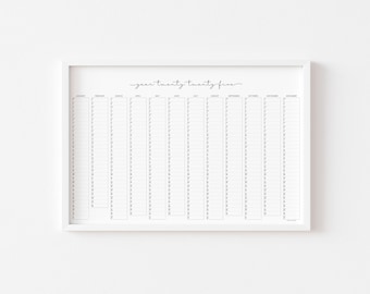 2025 Printable Calendar Large Yearly Wall Planner 12 Month At a Glance Full Year Calendar Poster Minimalist for Family Home Office Decor