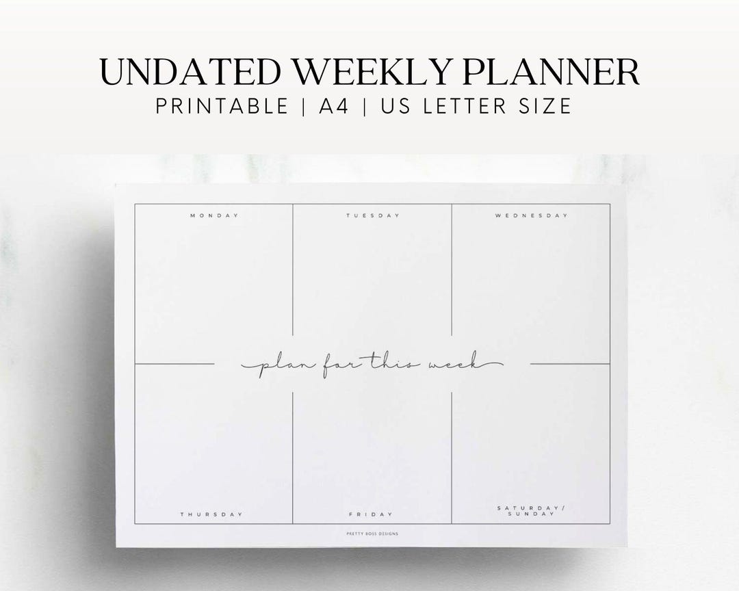 Weekly Planner Printable Minimalist Undated Planner A4 & US Letter - Etsy