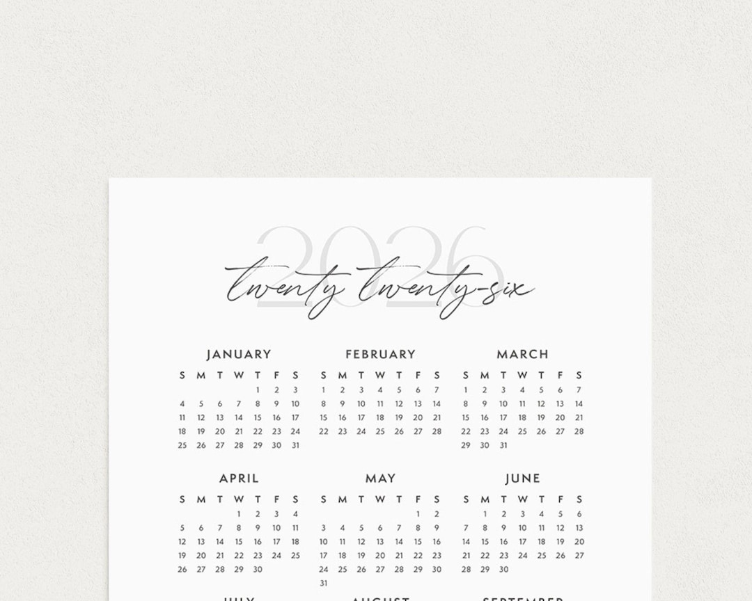 2026 Calendar Printable US Letter Size Planner Insert A4 Yearly