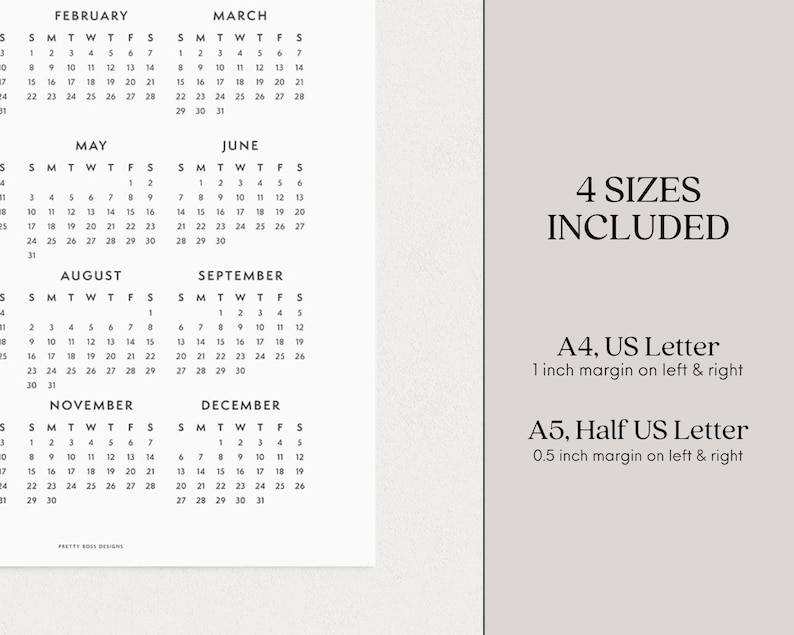 Partial view of printable US Letter Size Planner Insert with a rectangle to the right with text.