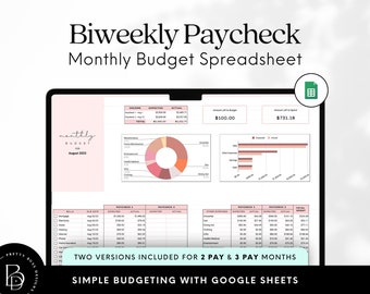 Biweekly Paycheck Budget Spreadsheet Easy To Use Monthly Google Sheets Expense Tracker