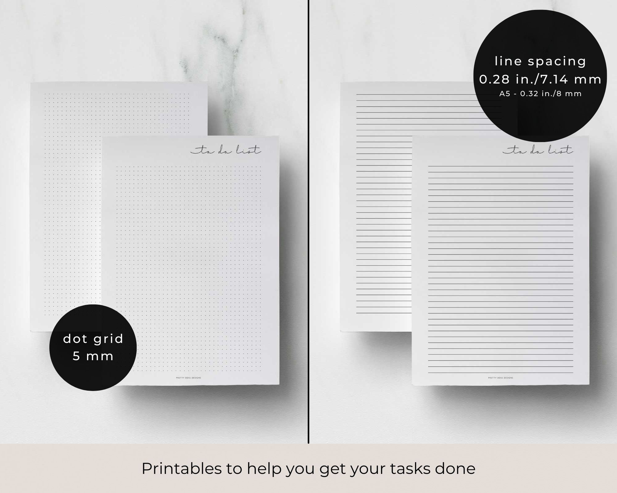 To Do List Printable A5 Planner Template A4 A5 & US Letter Size - Etsy