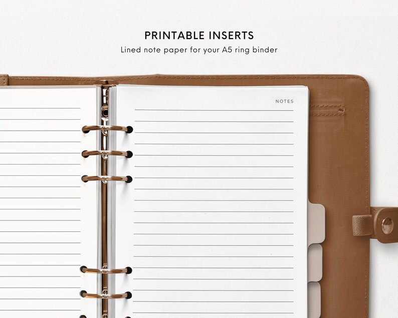 Note Paper For Inserts A5 Lined Paper Printable Notes Ring Binder Inserts - Etsy