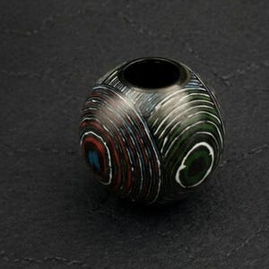 Dual-Pattern Hybrid Knife Bead, Nebula & Pines Peak FatCarbon EDC Paracord Barrel Bead for Pocket Knife