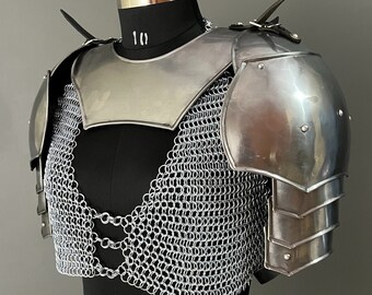 Knight Brave Female Armor, Gorget Pouldron Armor, Chaianmail Armor, Cosplay Armor, Sca Armor, Larp Armor, Gifts for Women