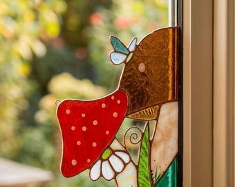 Fairy Meadow Stained Glass Suncatcher, Whimsical Window Decor