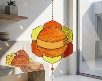 Stained Glass Sacral Chakra Suncatcher: Orange & Yellow Window Hanging