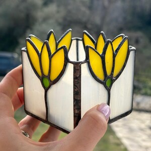 Flower Candle holder, Stained glass candle stick, Romantic gift, gift for mom, unique present, glass craft gift, birthday gift, thanksgiving