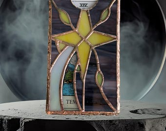 Stained Glass Tarot Card Box: The Star Design, Handmade Talisman
