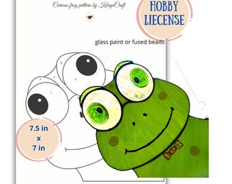 Stained Glass Frog Pattern, Curious Frog Design, DIY Craft (Digital Download)