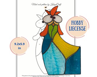 Rooster png, stained glass pdf chicken, instant download. DIY ideas, make your own